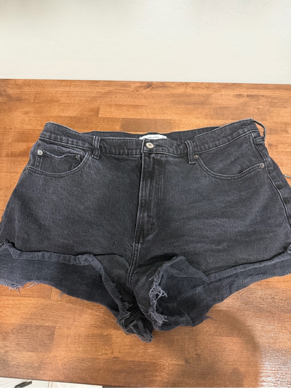 Abercrombie High-Rise Black Denim Cutoff Shorts